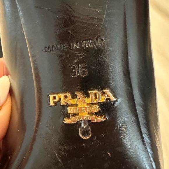 PRADA Safiano leather pointy toe black kitten heel sz 36 - Picture 8 of 10